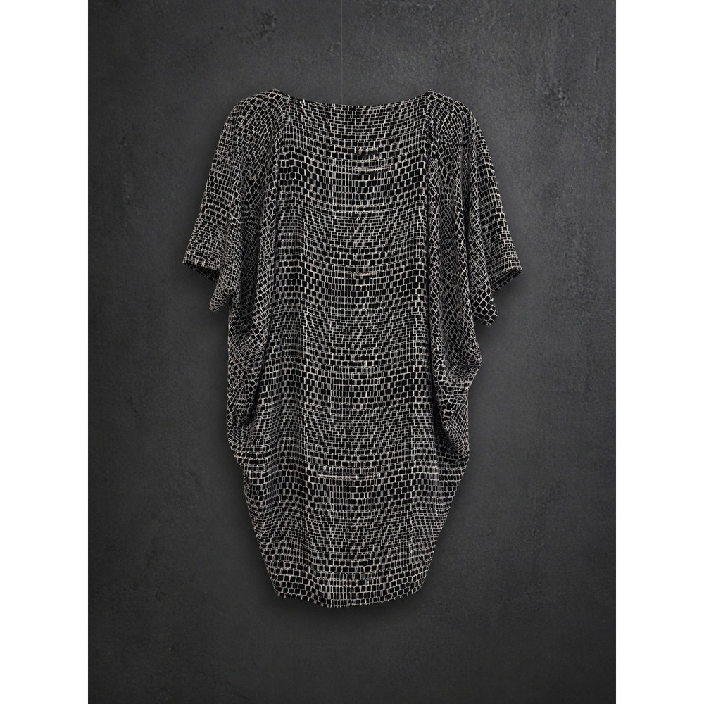 Vince 100% Silk‎ Geometric Cocoon Tunic Dress Oversized Batwing L - Picture 3 of 5